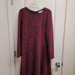 Ann Taylor LOFT Red and Black Floral Dress